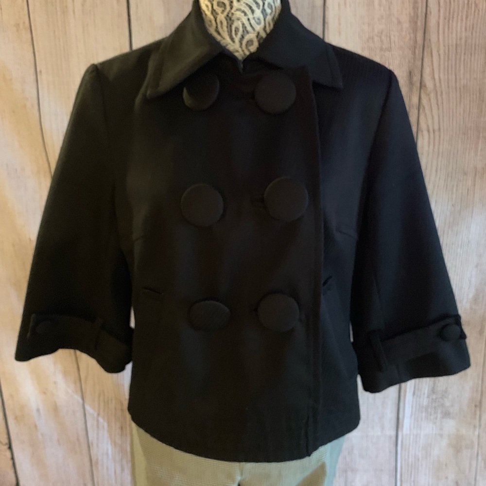 Waist Length Quarter Sleeve Pea Coat Style Jacket